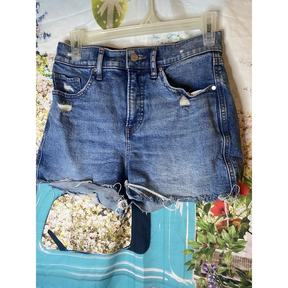 Express Jean High-Rise Short Distressed Frayed Hem Stretch Size 2